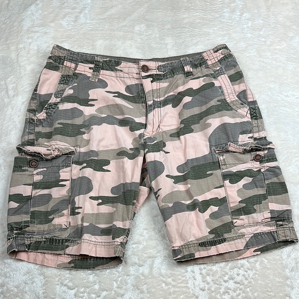 Red Camel Pink and Green Cargo Shorts